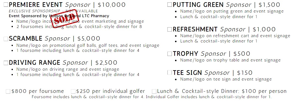 Golf Sponsor Levels 2023
